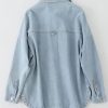 Womens Denim Shirt Long Sleeve Oversized Boyfriend Jean Jacket Shacket Trendy Button Down Shirt