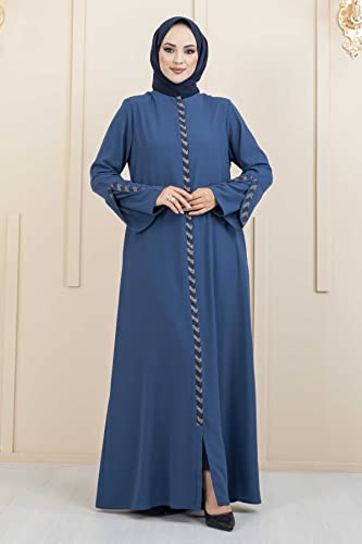 Women's Abaya Long Sleeve Open Quarry Floor Length Zipper Floor Length Turkish Islamic Fashion