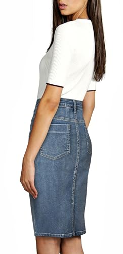 Womens Stretch Pencil Skirts with Functional Pockets, A Line & Destructed Mini Denim Skirts