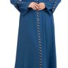 Women's Abaya Long Sleeve Open Quarry Floor Length Zipper Floor Length Turkish Islamic Fashion