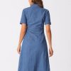 31RUahrygsL.jpg Denim Dress for Women's Collared Short Sleeve A-Line Button Up Jean Midi Dresses