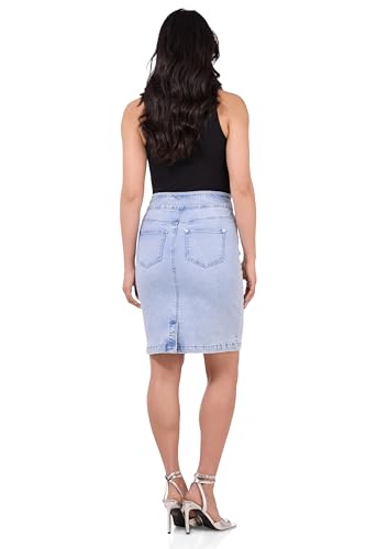 Women’s Ease into Comfort Pull-On Stretch Denim Skirt – Soft Jean Fabric, Flattering Slim Fit, All-Day Comfort