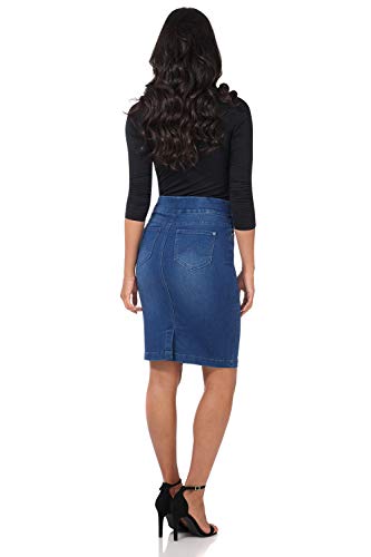 Women’s Ease into Comfort Pull-On Stretch Denim Skirt – Soft Jean Fabric, Flattering Slim Fit, All-Day Comfort