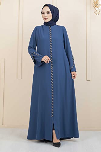 Women's Abaya Long Sleeve Open Quarry Floor Length Zipper Floor Length Turkish Islamic Fashion