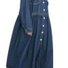 Womens Fall Winter A-Line Long Denim Trench Coat Loose Casual Button Down Maxi Jean Shirt Dress