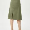 Denim Skirt with Belt Below Knee Length High Waisted Jean Skirts for Women