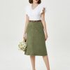 Denim Skirt with Belt Below Knee Length High Waisted Jean Skirts for Women