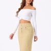 Women's Jean Skirts Split Casual High Waist Bodycon Denim Pencil Skirt