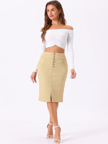 Women's Jean Skirts Split Casual High Waist Bodycon Denim Pencil Skirt