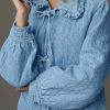 41-YYbKck-L.jpg Womens Denim Jacket Casual Long Sleeve Peter Pan Collar Denim Shirts Tie Front Shacket Loose Fit Top