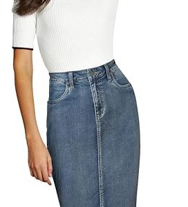 Womens Stretch Pencil Skirts with Functional Pockets, A Line & Destructed Mini Denim Skirts