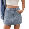 Women's Casual Jean Skirt Mid Waist Zipper Up Mini Denim Skirts