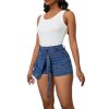 Women's Denim Skorts Stretchy Asymmetrical Jean Skirt Shorts
