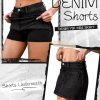 Jean Skorts for Woman High Waisted Stretchy Denim Skirt with Shorts Mini Skirt with Pockets