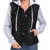 Women's Classic Casual Hooded Denim Jacket Drawstring Vintage Washed Jean Jacket Sweatshirt with Pockets