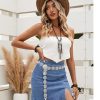 Jean Skirt for Women with Slit High Wasited Bodycon Stretch Pencil Mini Short Denim Skirts