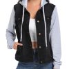 Women's Classic Casual Hooded Denim Jacket Drawstring Vintage Washed Jean Jacket Sweatshirt with Pockets