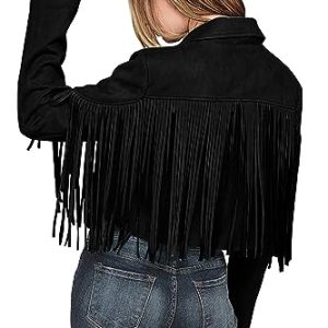 Women's Fringe Faux Suede Leather Jackets Fall Fashion 2025 Tassel Motorcycle Cropped Coats
