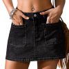 Jean Skorts for Woman High Waisted Stretchy Denim Skirt with Shorts Mini Skirt with Pockets