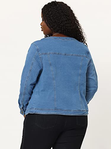 Denim Jacket for Women Plus Size Collarless Long Sleeve Button Down Jean Jacket 2025 Western Outfit