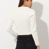 Denim Jacket for Women's Collarless Button Down Crop Jean Jackets