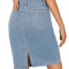 Women's Casual Stretch High Waist Back Slit Denim Jean Knee Length Skirt