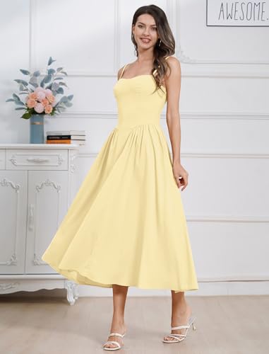 Women’s Corset Dress Sexy Thigh Spaghetti Strap Bustier Cocktail Dress Low Cut Boho Formal Dresses with Pockets