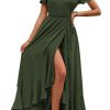 41N5ospw1ZL.jpg Women's Summer Maxi Dress Casual Wrap Floral Boho Short Sleeve V Neck Split Ruffle Beach Long Dresses