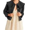41O5MU1JkrL.jpg Takaneo Womens Denim Jacket Peter Pan Collar Cute Cropped Long Sleeve Shirts Jean Coat with Pockets