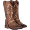 Women's Buckle Strap Wide Calf Cowboy Boots Square Toe Western Cowgirl Boots
