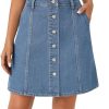 41OKArsPXtL.jpg Women's Button Down High Waisted A Line Jean Mini Denim Skirt with Pockets