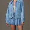 41Ph6Y0Zm5L.jpg Womens Denim Jacket Casual Long Sleeve Peter Pan Collar Denim Shirts Tie Front Shacket Loose Fit Top