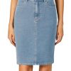 Women's Casual Stretch High Waist Back Slit Denim Jean Knee Length Skirt