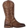 Women's Buckle Strap Wide Calf Cowboy Boots Square Toe Western Cowgirl Boots
