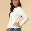 Women's Peplum Denim Jackets Collarless Round Neck Button Down Cropped Ruffle Hem Jacket