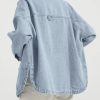 Womens Denim Shirt Long Sleeve Oversized Boyfriend Jean Jacket Shacket Trendy Button Down Shirt