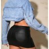 Women's Y2k Open Front Cropped Denim Jean Long Sleeve Street Jacket Coat