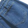 Women's Summer Casual Elastic Waist Pockets Work Midi Denim A Line Skirt