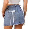 Women's Denim Skirt High Waist Bow Pocket Bodycon Y2K Mini Jean Skirts
