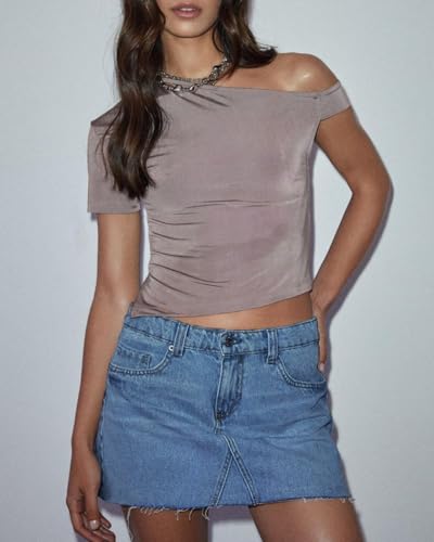 Womens Jean Skirt Stretch Casual 2025 Summer Short Basic Fringed Slim Fit Denim Bodycon Pencil Skirts