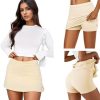 Womens Mini Skorts Sexy Mid-Waisted Pencil Bodycon Short Skirts with Side Split 2025