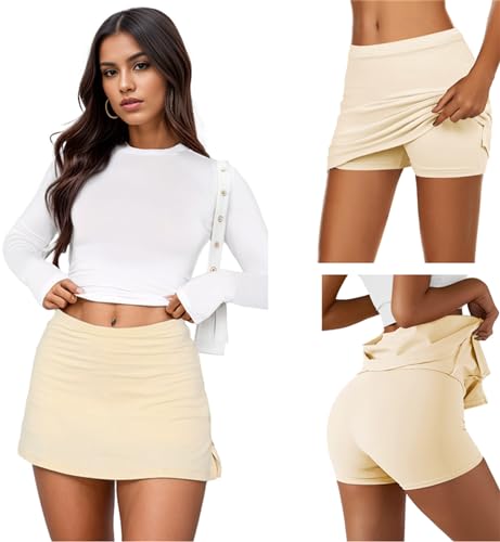 Womens Mini Skorts Sexy Mid-Waisted Pencil Bodycon Short Skirts with Side Split 2025
