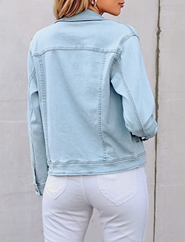 Women's Basic Long Sleeves Button Down Fitted Denim Jean Jackets