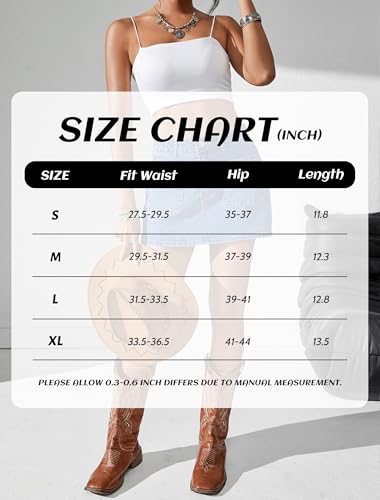 Jean Skorts for Woman High Waisted Stretchy Denim Skirt with Shorts Mini Skirt with Pockets