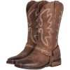 Women's Buckle Strap Wide Calf Cowboy Boots Square Toe Western Cowgirl Boots
