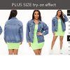 Women's Oversize Vintage Washed Boyfriend Denim Jacket Long Sleeve Classic Loose Jean Trucker Jacket 003