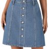 41iyNiJKaL.jpg Women's Button Down High Waisted A Line Jean Mini Denim Skirt with Pockets
