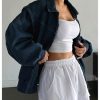 Women's Zip Up Denim Jacket Long Sleeve Oversized Jean Jacket Outerwear