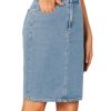Women's Casual Stretch High Waist Back Slit Denim Jean Knee Length Skirt