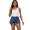 Women's Denim Skorts Stretchy Asymmetrical Jean Skirt Shorts